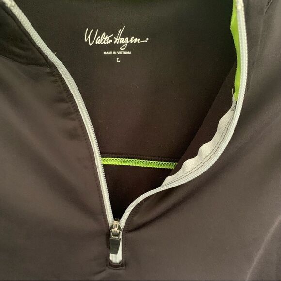 Walter Hagen Black Neon Green Trim 1/2 Zip Pullover Sz L - Picture 4 of 4